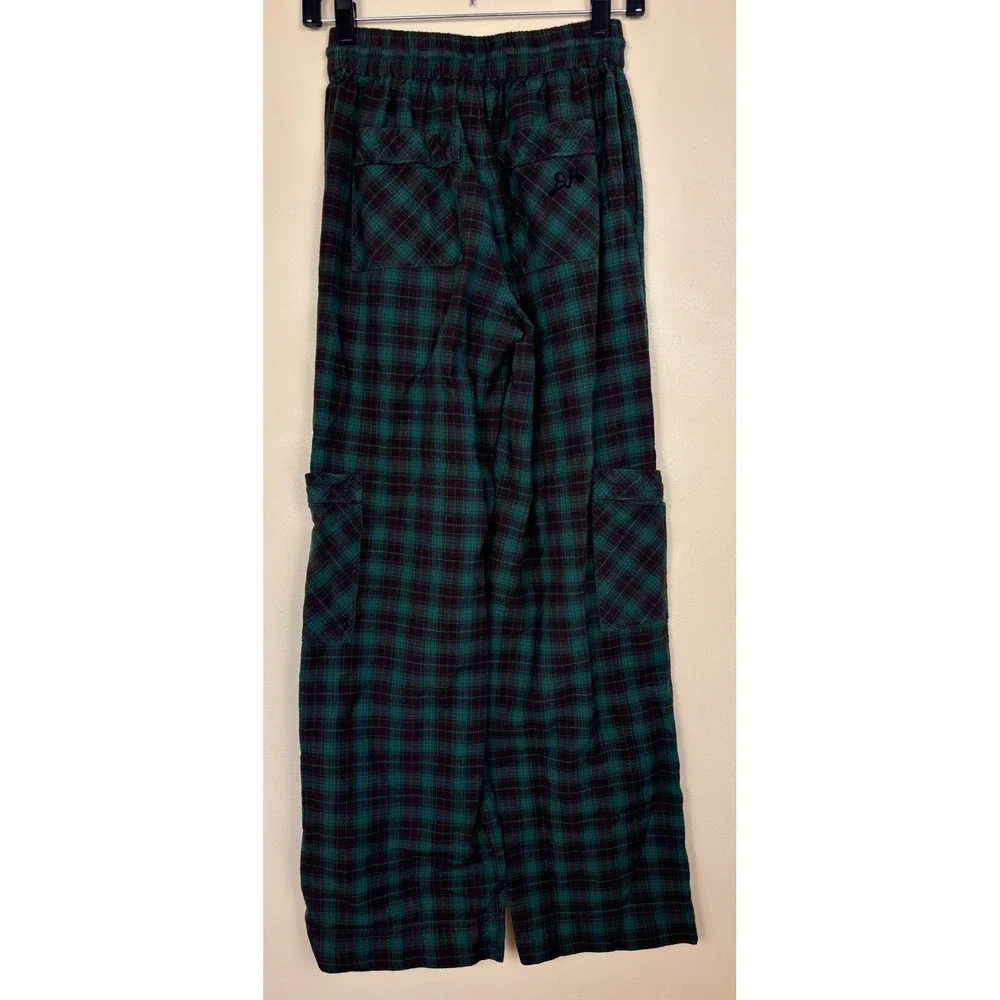 DAMSON MADDER Rafe Pants Green Check Plaid Women Size UK 6 US 2 Casual Cargo
